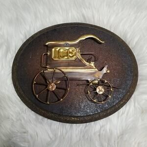 Vintage Ice Truck Wood and Metal Wall Plague